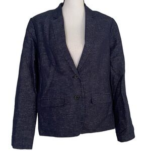 Lucky Brand Blue Linen Blend Blazer Jacket Size Medium